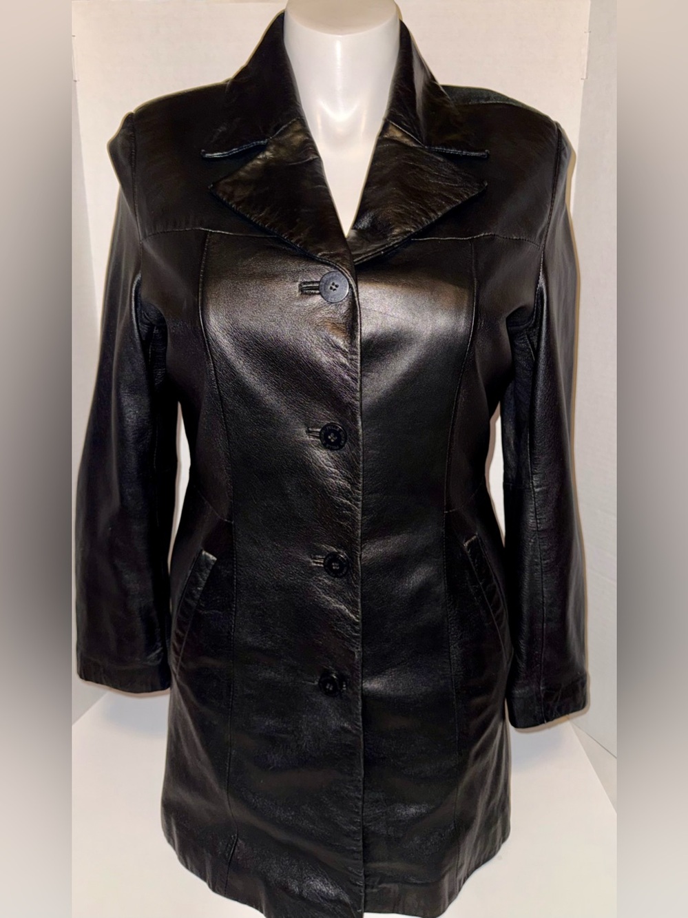 Pelle Studio Wilson Black Leather Button-Front Coat